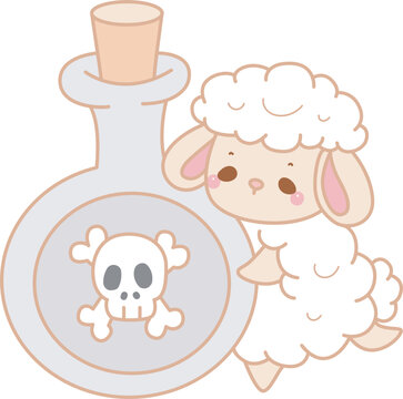 Cute sheep hand drawn emotes halloween icon