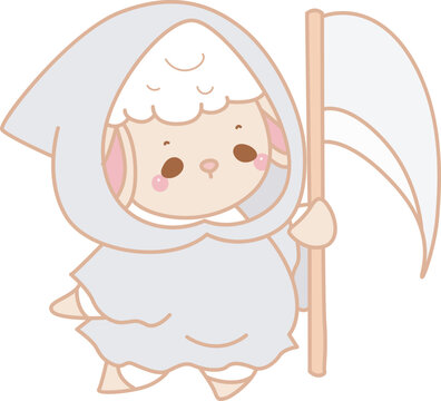 Cute sheep hand drawn emotes halloween icon