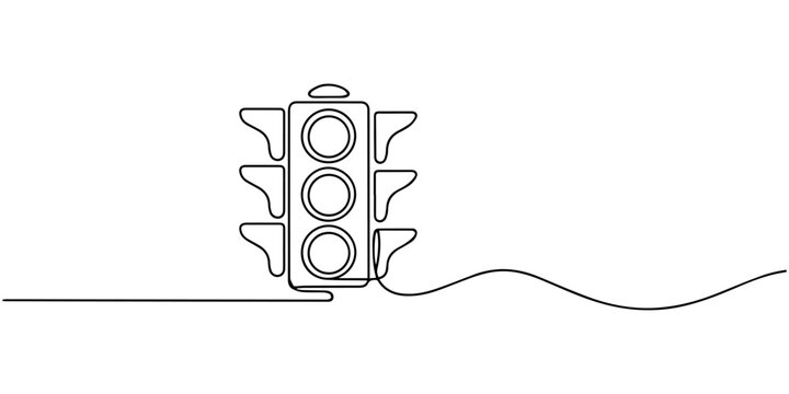 traffic light continuous one line drawing, Continuous line drawing of traffic light, minimal style, single line art, road safety, Minimalist Continuous Line Drawing of a Traffic Signal, Traffic