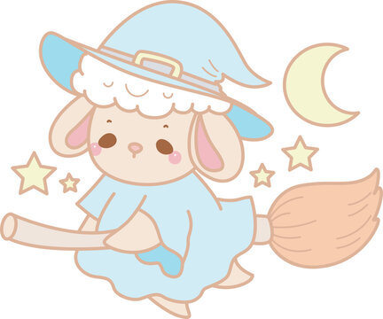 Cute sheep hand drawn emotes halloween icon