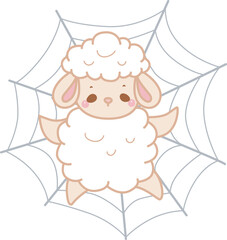 Fototapeta premium Cute sheep hand drawn emotes halloween icon