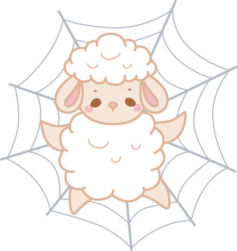 Cute sheep hand drawn emotes halloween icon