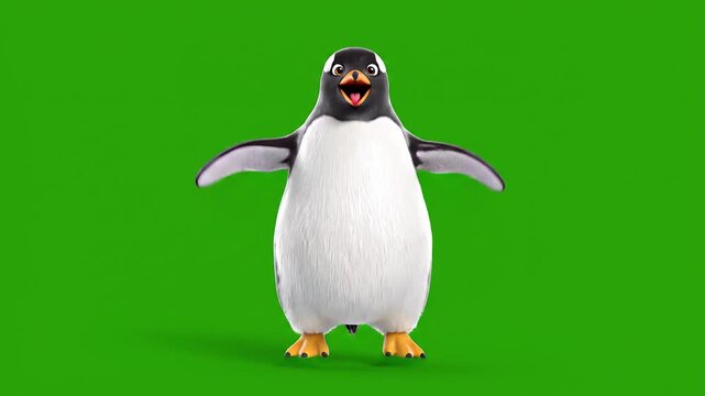 penguin on a green screen background
