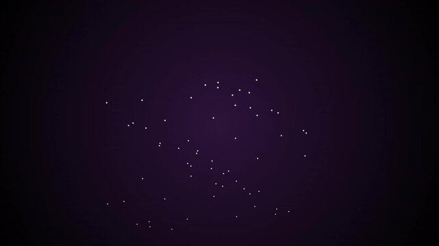 Particles Flow and Scatter in an Abstract Dynamic Animation on a Dark Purple Gradient Background