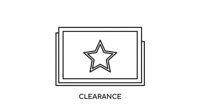 Clearance Sale Star Icon on Stacked Papers, Retail Promotion Concept