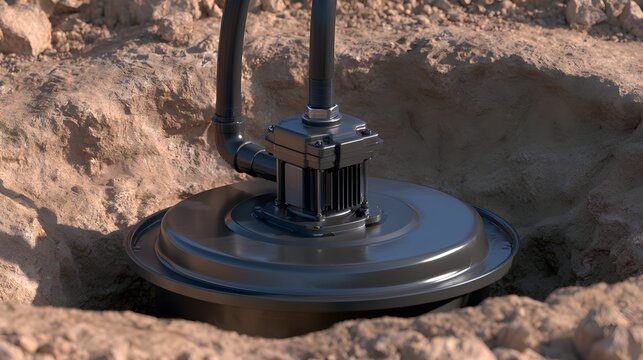 Industrial Submersible Sump Pump System Installed Inside a Circular Concrete Basin Pit Site
