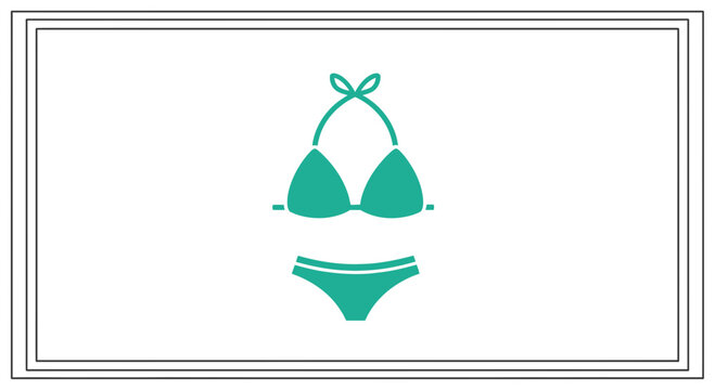 Teal Bikini Icon Vector Illustration - Summer Beachwear Fashion Symbol