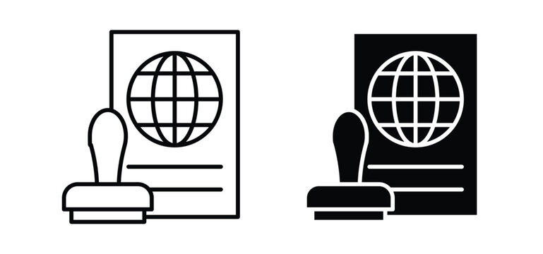 Visa icon editable stroke outline vectors. EPS10