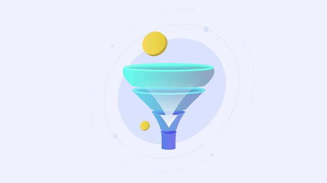 Sales funnel animation with floating coins and conversion process. Lead generation and customer acquisition. Conversion funnel for digital marketing and ecommerce platforms motion graphic animation