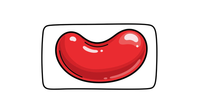Single Red Jelly Bean Candy in Packaging, Sweet Treat, Isolated on White