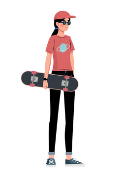 A skater. Colored flat illustration. White background.