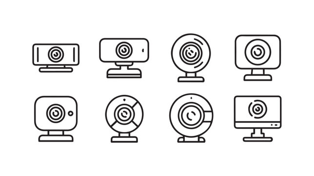 Webcam Icons Collection Set Technology Computer Camera Device Vector Illustration