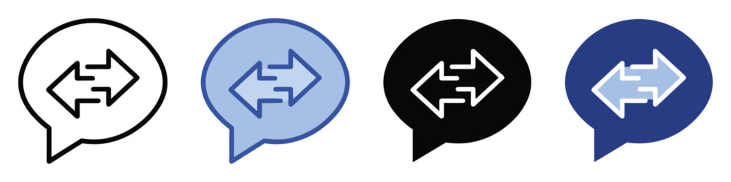 Bidirectional arrow message icon for chat, transfer, or communication in modern UI design