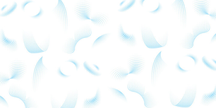 Halftone circular dotted frame set. Blue circular dots isolated on white background.