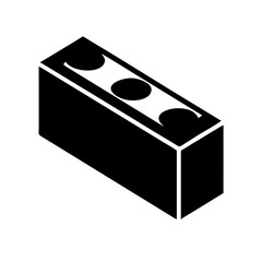 Naklejka premium Black lego block with three round studs - Minimalist black Lego brick featuring three circular studs on top, ready for building or design projects.