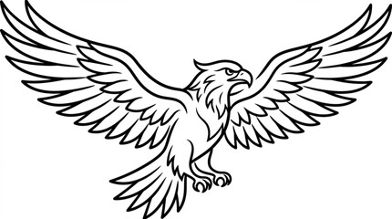 Detailed eagle sketch vector icon with outstretched wings on white background symbolizing freedom and strength © Waqas