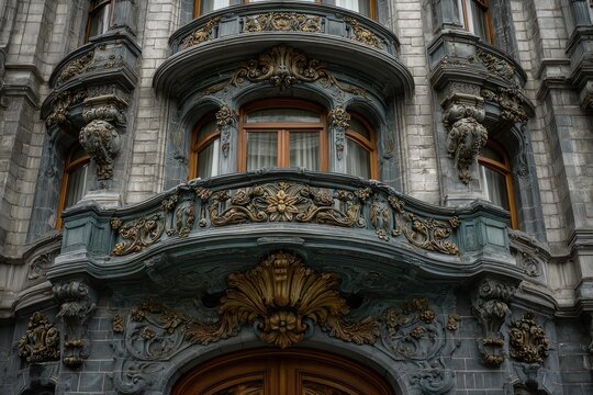 Ornate Balcony Facade on Historic Building