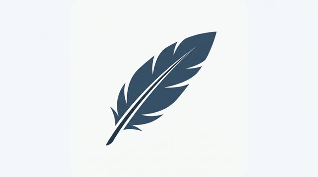 Dark blue eagle feather icon on white background symbolizing freedom and strength