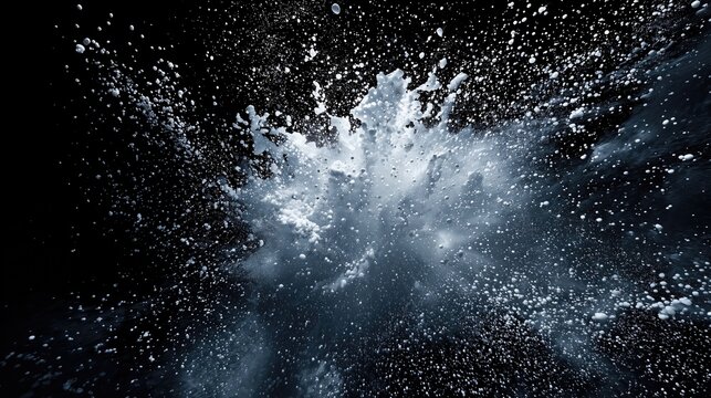 Growth and innovation in business career development with a burst of dynamic white particles symbolizing continuous learning and empowerment against a dark background