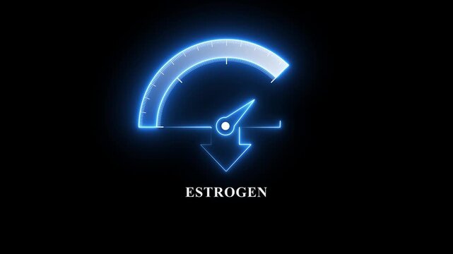 Animated estrogen level gauge moving from low to healthy normal level, digital presentation, medical indicator, Motion graphics of estrogen meter level concept
