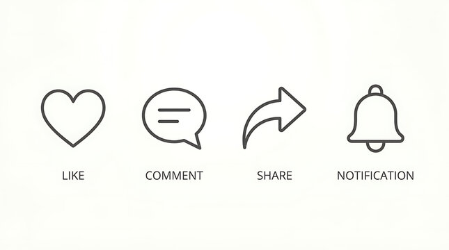 Minimal Social Media Interaction Icons for Mobile UI Design