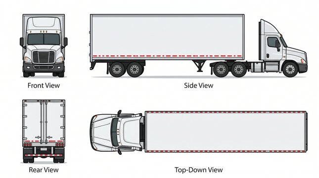 Truck Views: Front, Side, Rear, Top-Down