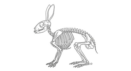 Fototapeta premium Detailed anatomical illustration of a rabbit skeleton.