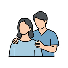 Fototapeta premium Caring man with hand on womans shoulder.