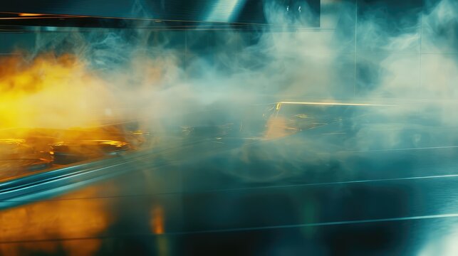 Dynamic light illuminating abstract industrial steam atmosphere