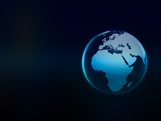 Fototapeta premium Blue digital globe background with Europe, Africa and Middle East map