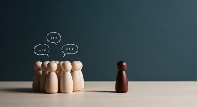 Conceptual image of social exclusion and conversation