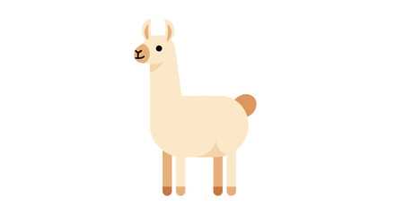 Fototapeta premium Minimalist flat vector icon of a cute llama animal standing isolated on a white background, stylized cartoon alpaca profile for modern graphic design and web interface elements.