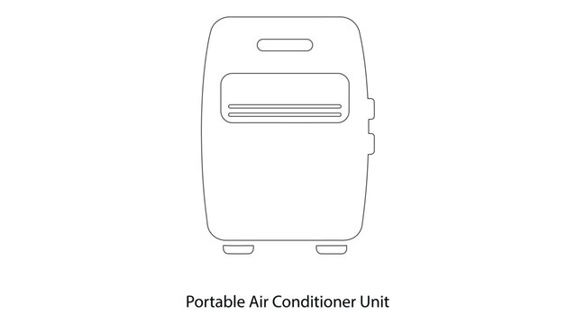 Portable air conditioner unit icon, line art illustration of cooling appliance