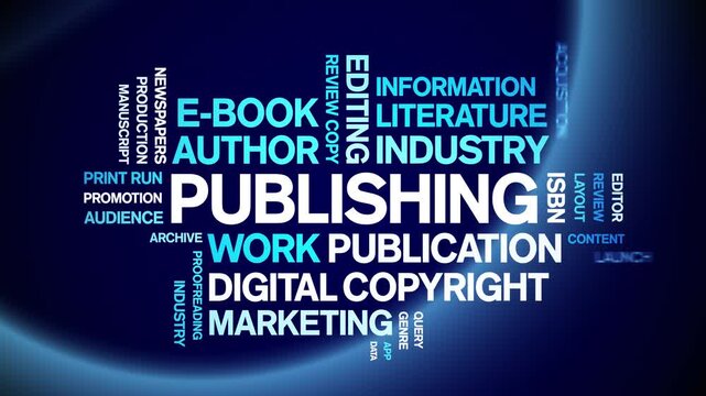 Publishing animated word cloud-text design animation tag kinetic typography seamless loop.