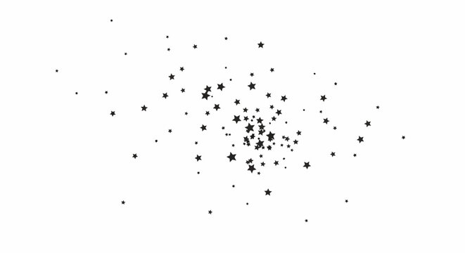 Scattered Stars Confetti on White Background, Party Celebration Element