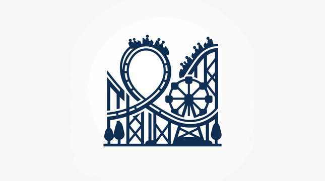 Theme park skyline with roller coaster and ferris wheel