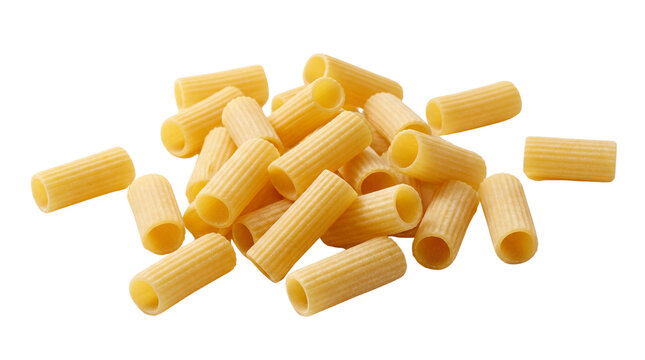 Raw rigatoni Italian pasta pile isolated on transparent background png