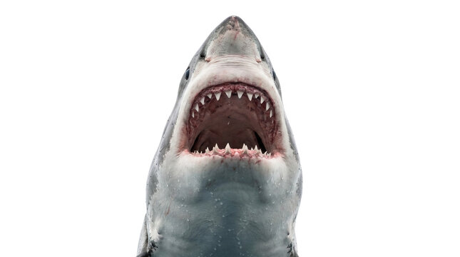 Great white shark open mouth isolated on transparent background png