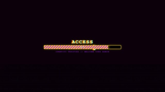 Gold Access Granted Login Screen - Cyberpunk Security Interface Animation