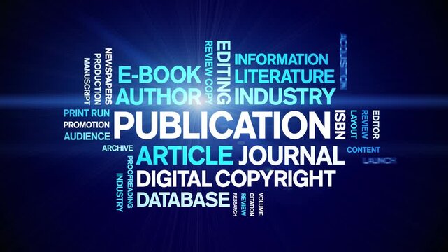 Publication animated word cloud-text design animation tag kinetic typography seamless loop.