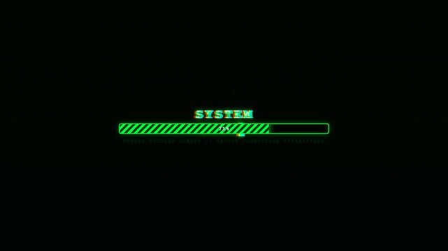Cyberpunk System Boot Loading Bar - Matrix Green HUD Interface Animation
