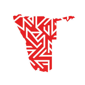 Namibia Map Abstract Geometric Pattern Red White Modern Design