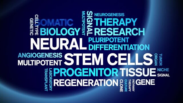 Neural Stem Cells animated word cloud-text design animation tag kinetic typography seamless loop.