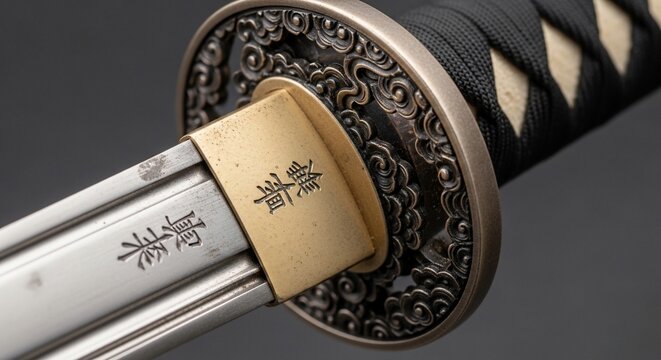 Close up japanese sword detail