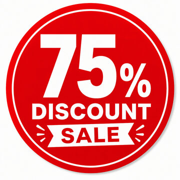 75 percent discount sale red circle