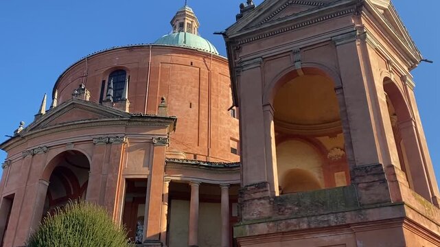 The Sanctuary of the Madonna di San Luca overlooking Bologna and situated on a hilltop, connected to the city by the world's longest portico. Italy.