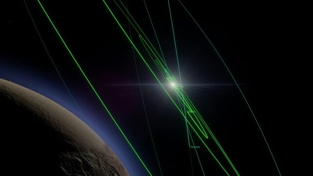 A visual representation of the orbital trajectory above Pluto, set against a deep-space void. The footage depicts the celestial body&rsquo;s subtle, slow-motion progression along its path.