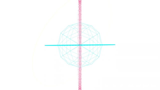 Abstract geometric wireframe animation of a spinning sphere within concentric circles, offering a clean, modern motion background for technology and science themes.