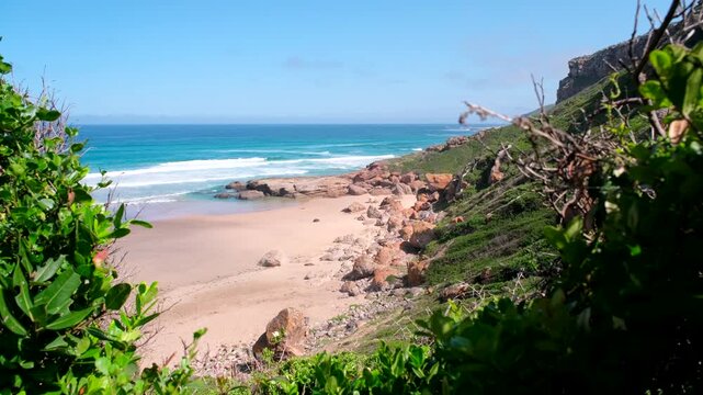 Pristine beach on Robberg Nature Reserve peninsula in South Africa Garden Route
