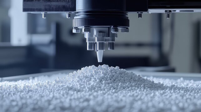 3d printing nozzle building with polymer pellets in industrial manufacturing